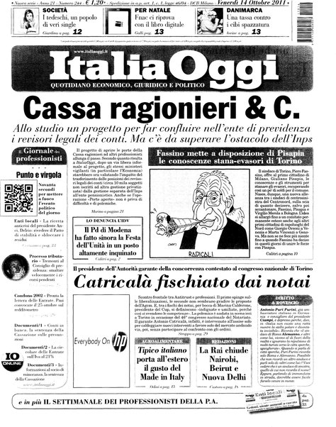 Italia oggi : quotidiano di economia finanza e politica